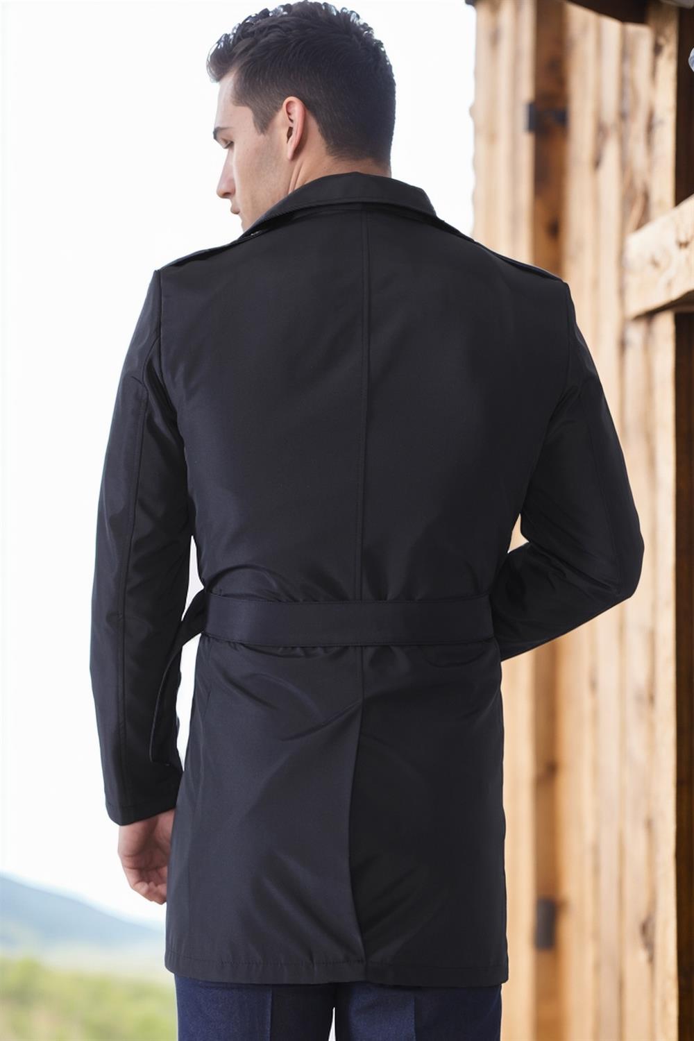 PLT8321 DEWBERRY MEN'S OVERCOAT-PLAIN NAVY BLUE