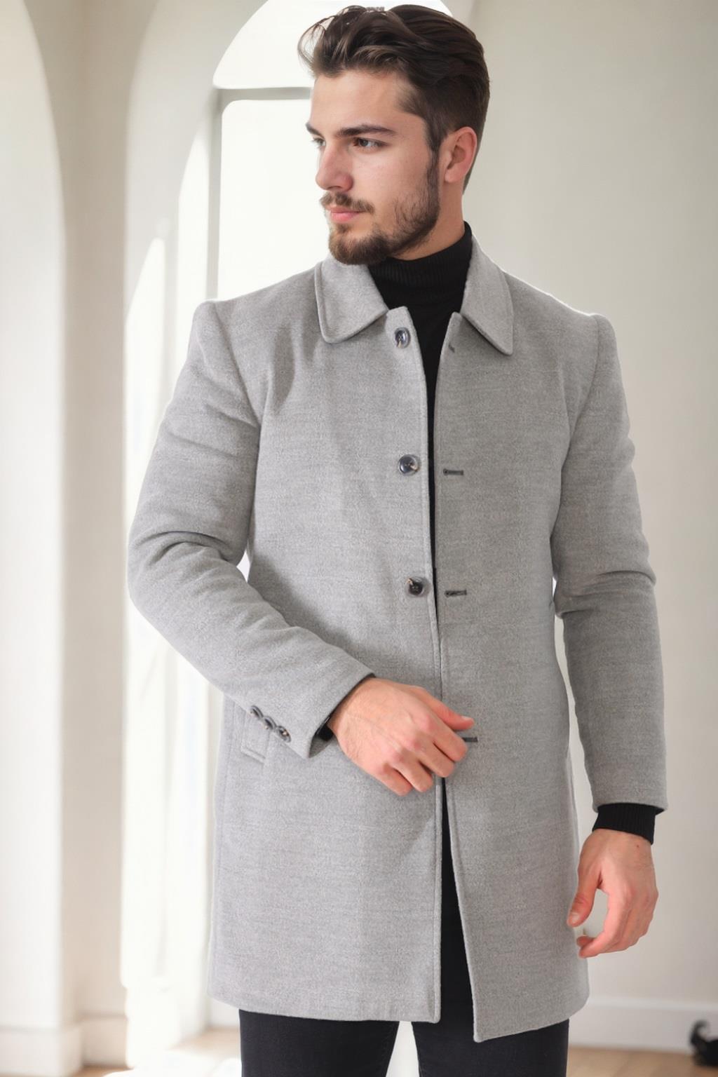 PLT9364 DEWBERRY MEN&#039;S COAT-LIGHT GREY