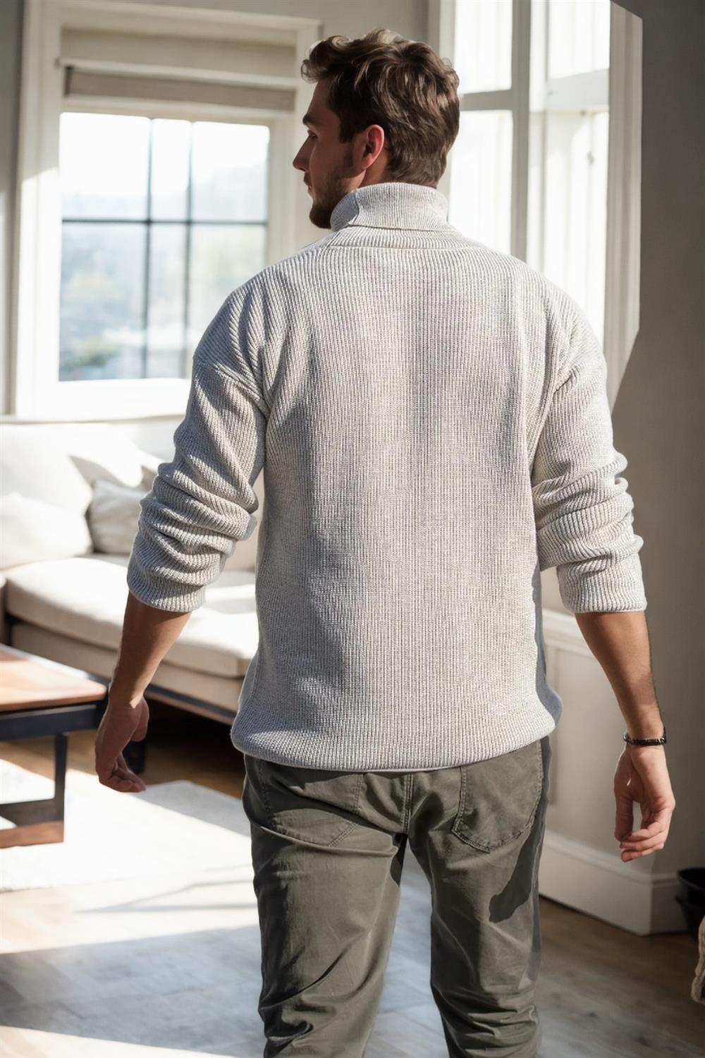 18701 Dewberry Turtleneck Mens Knitwear-BEIGE