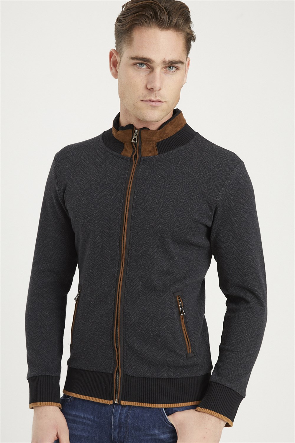 1021 DEWBERRY MEN&#039;S SWEATSHIRT-FISHBACK ANTHRACITE
