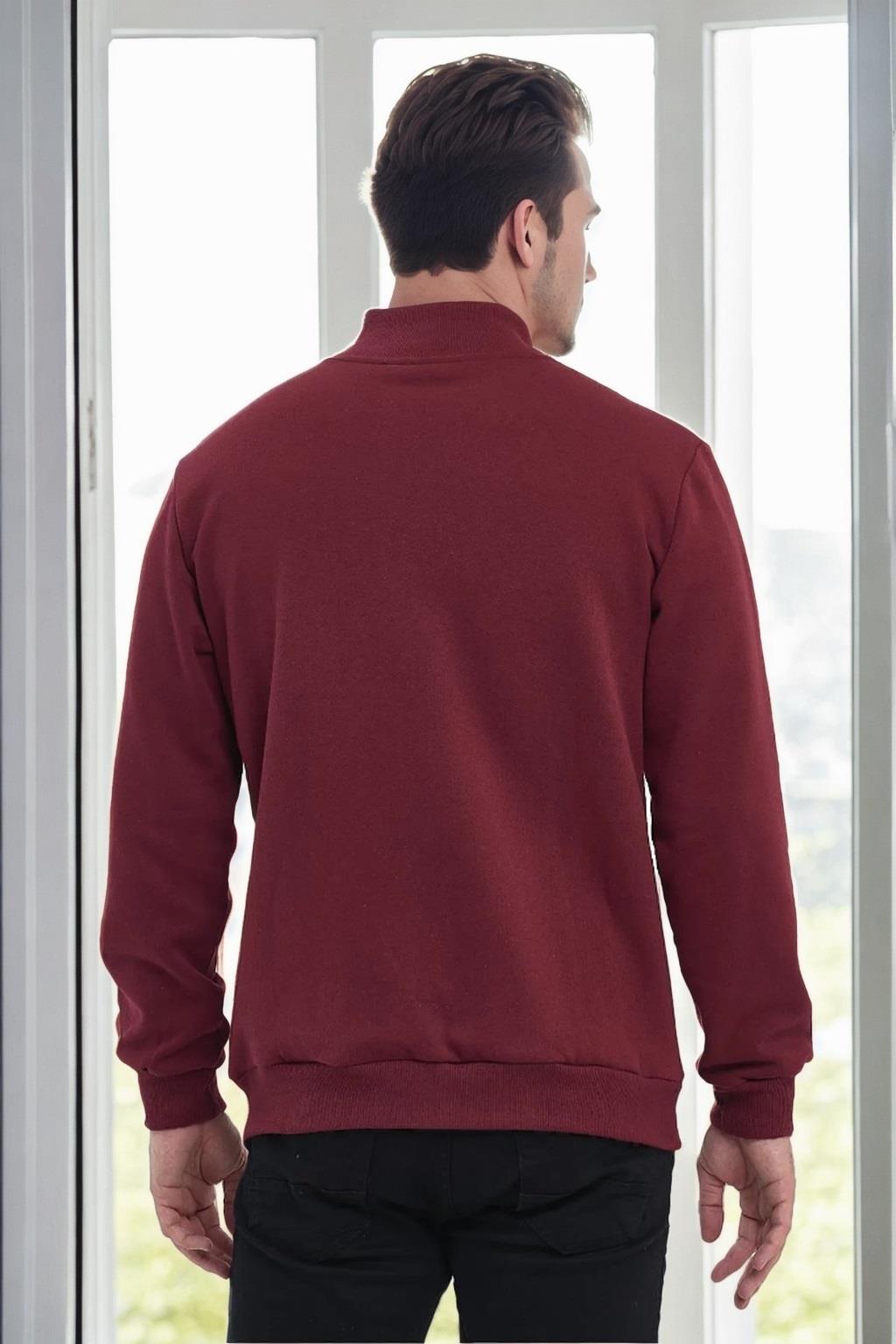 56777 Dewberry Zippered Mens Cardigan-BORDEAUX