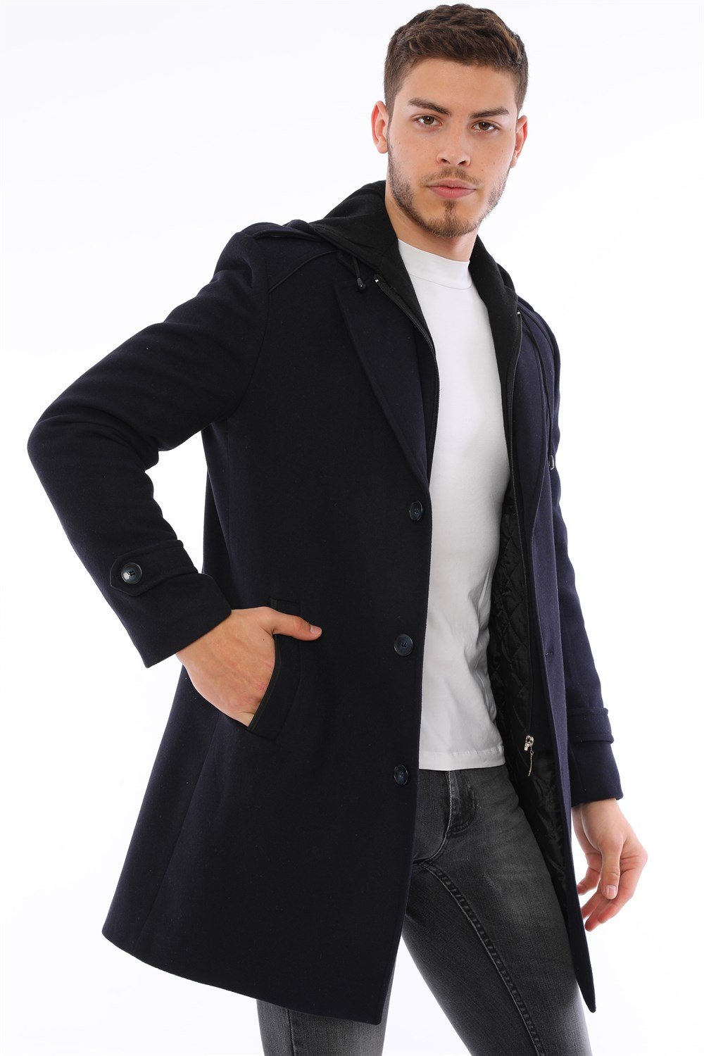 PLT8401 DEWBERRY MEN&#039;S COAT-NAVY BLUE