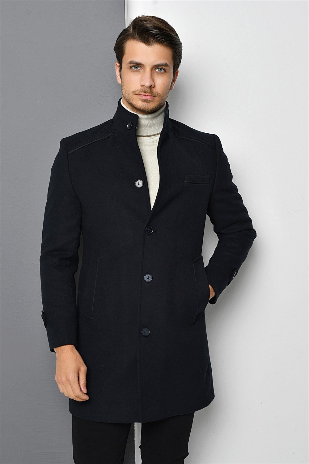 PLT8391 DEWBERRY MEN&#039;S COAT-NAVY BLUE