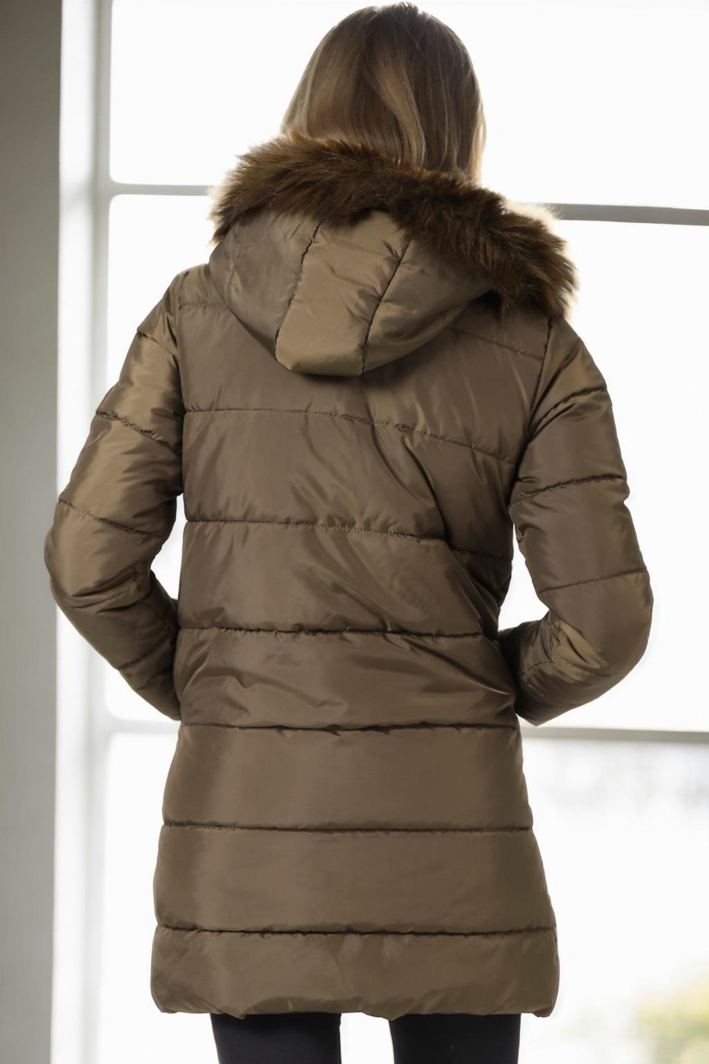 Z6745 DEWBERRY WOMEN'S COAT-KHAKI-1
