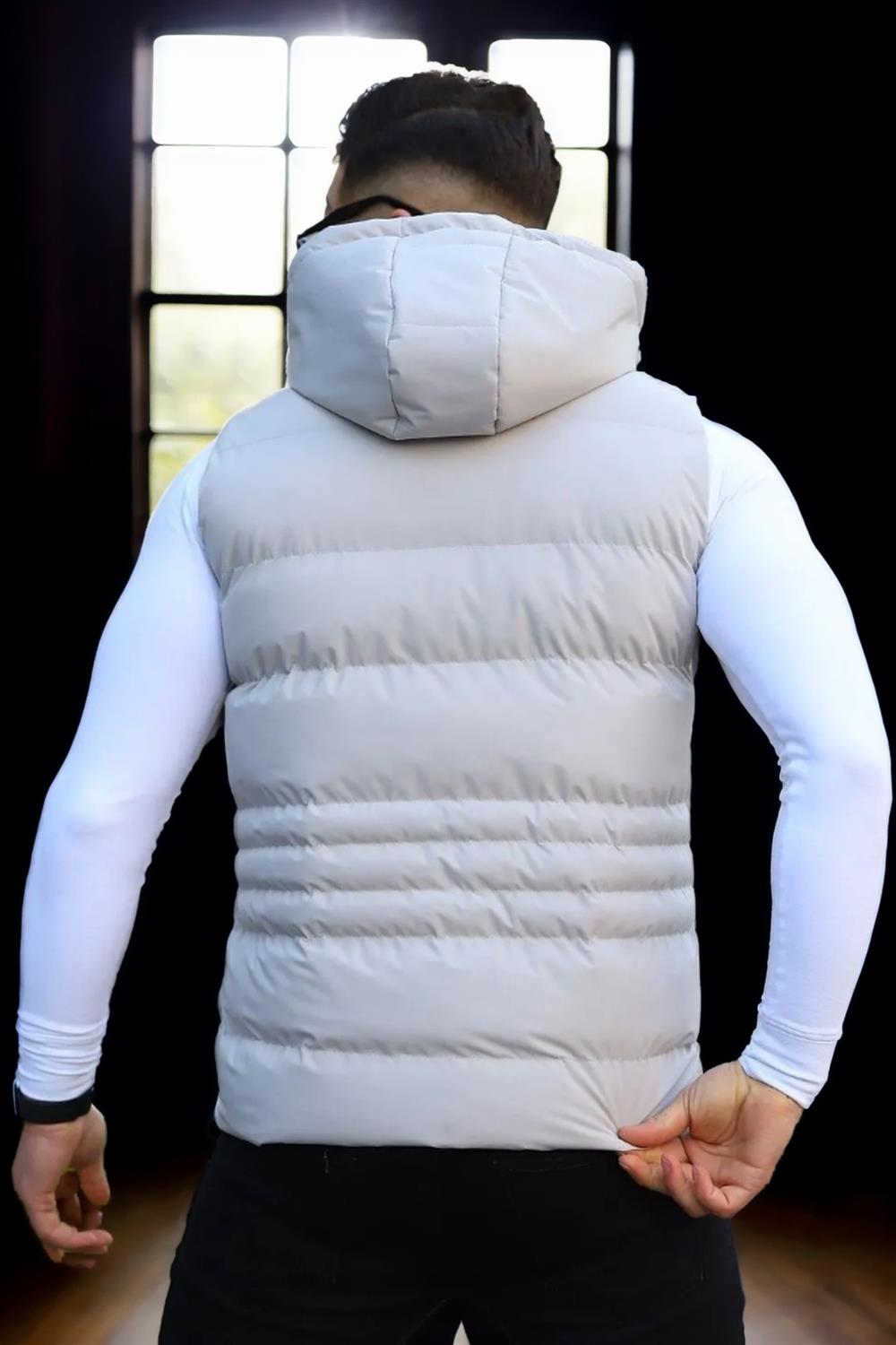 17736 Dewberry Removable Hooded Mens Vest-STONE