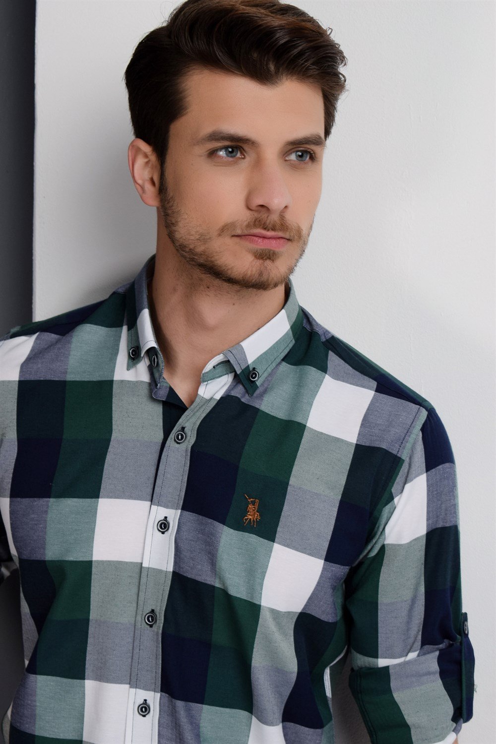 G662 DEWBERRY MEN'S SHIRT-NAVY-GREEN-GREEN