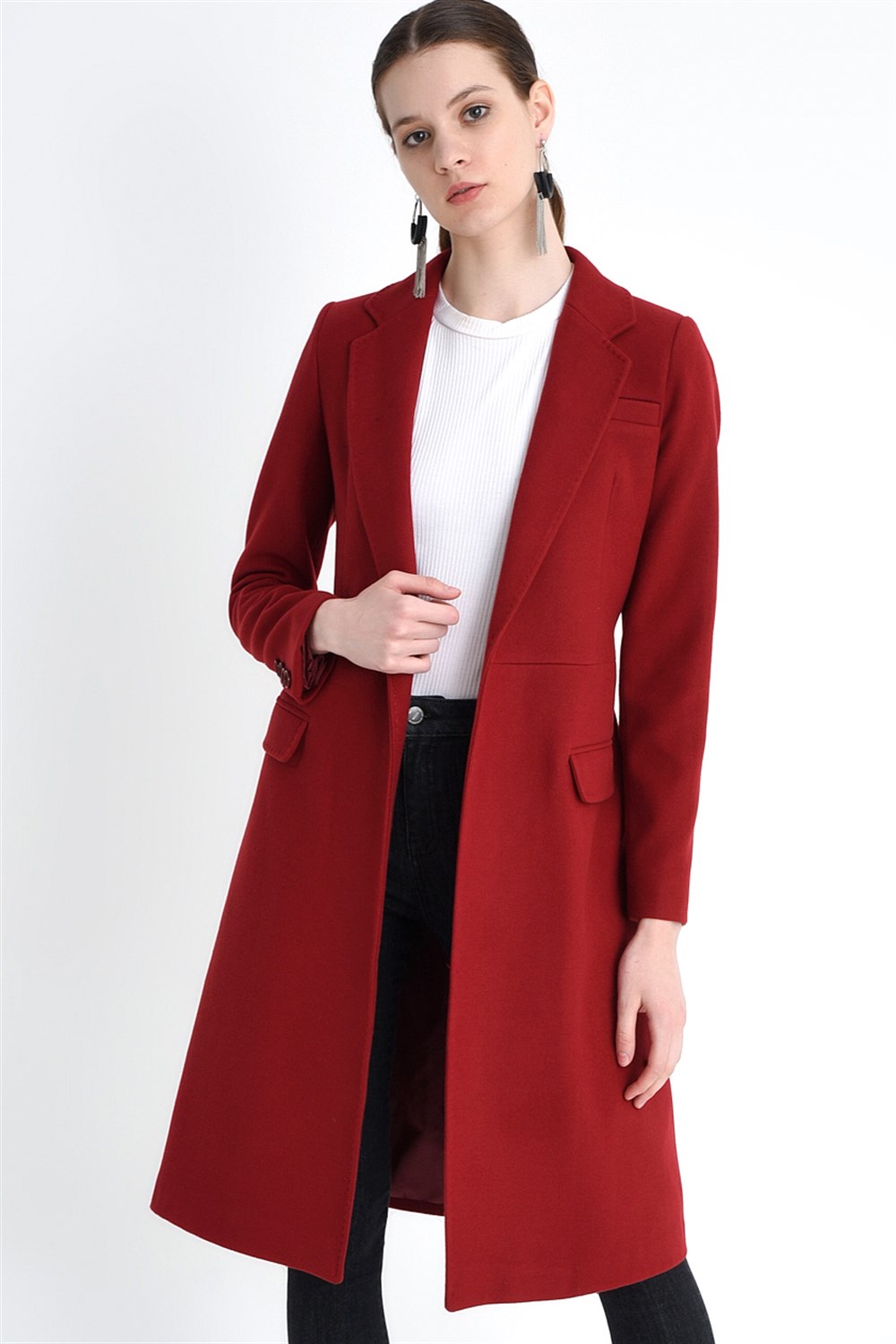 Z6613 DEWBERRY LADIES&#039; COAT-BURGUNDY