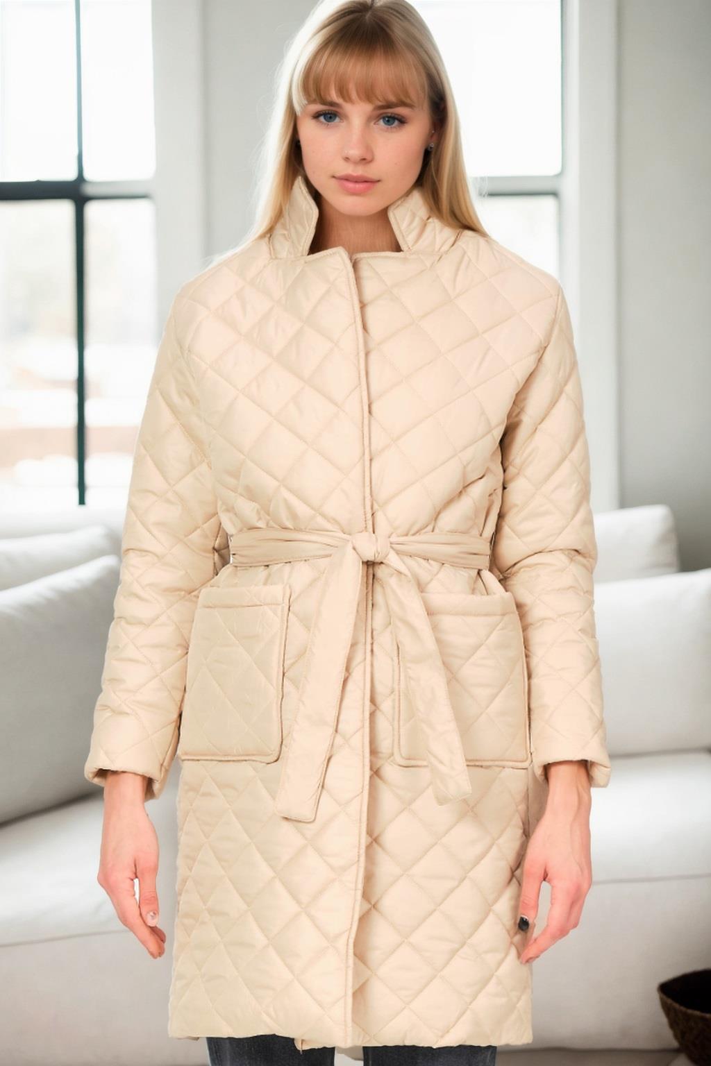 Z6722 DEWBERRY WOMEN'S COAT-BEIGE-1