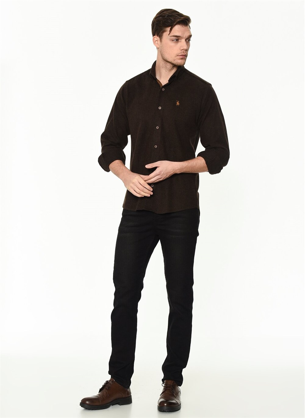 G715 DEWBERRY MEN&#039;S SHIRT-BROWN