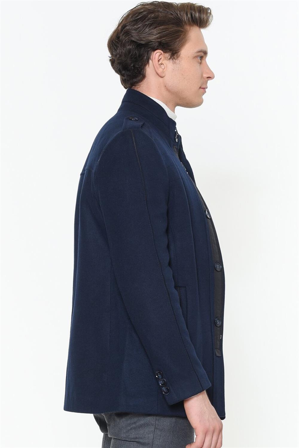 PLT8378 DEWBERRY MEN&#039;S COAT-PLAIN NAVY BLUE