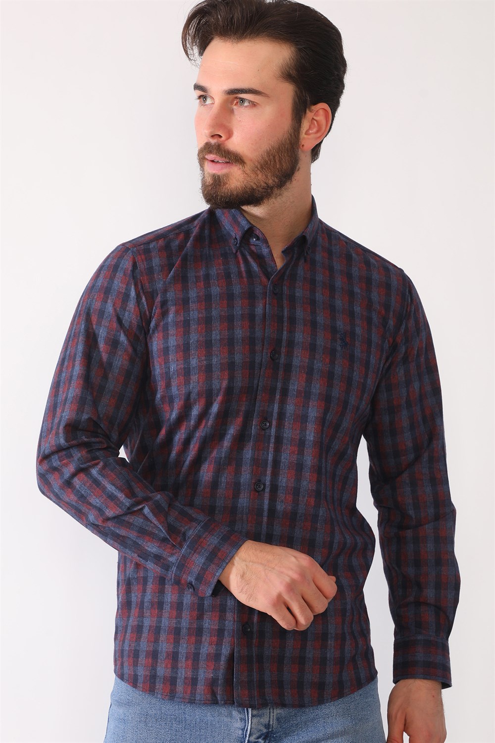 G703 DEWBERRY MENS SHIRT-NAVY-BURGUNDY