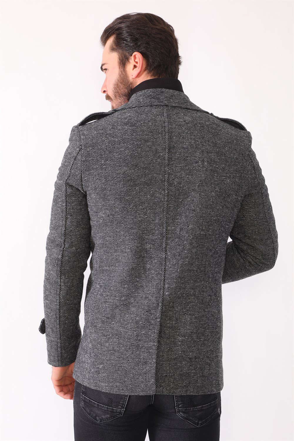 K7542 DEWBERRY MEN&#039;S COAT-DOTTED BLACK