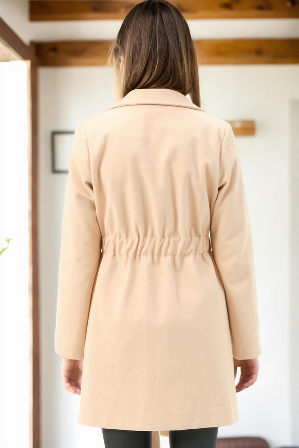 Z6778 DEWBERRY WOMEN'S COAT-DARK BEIGE