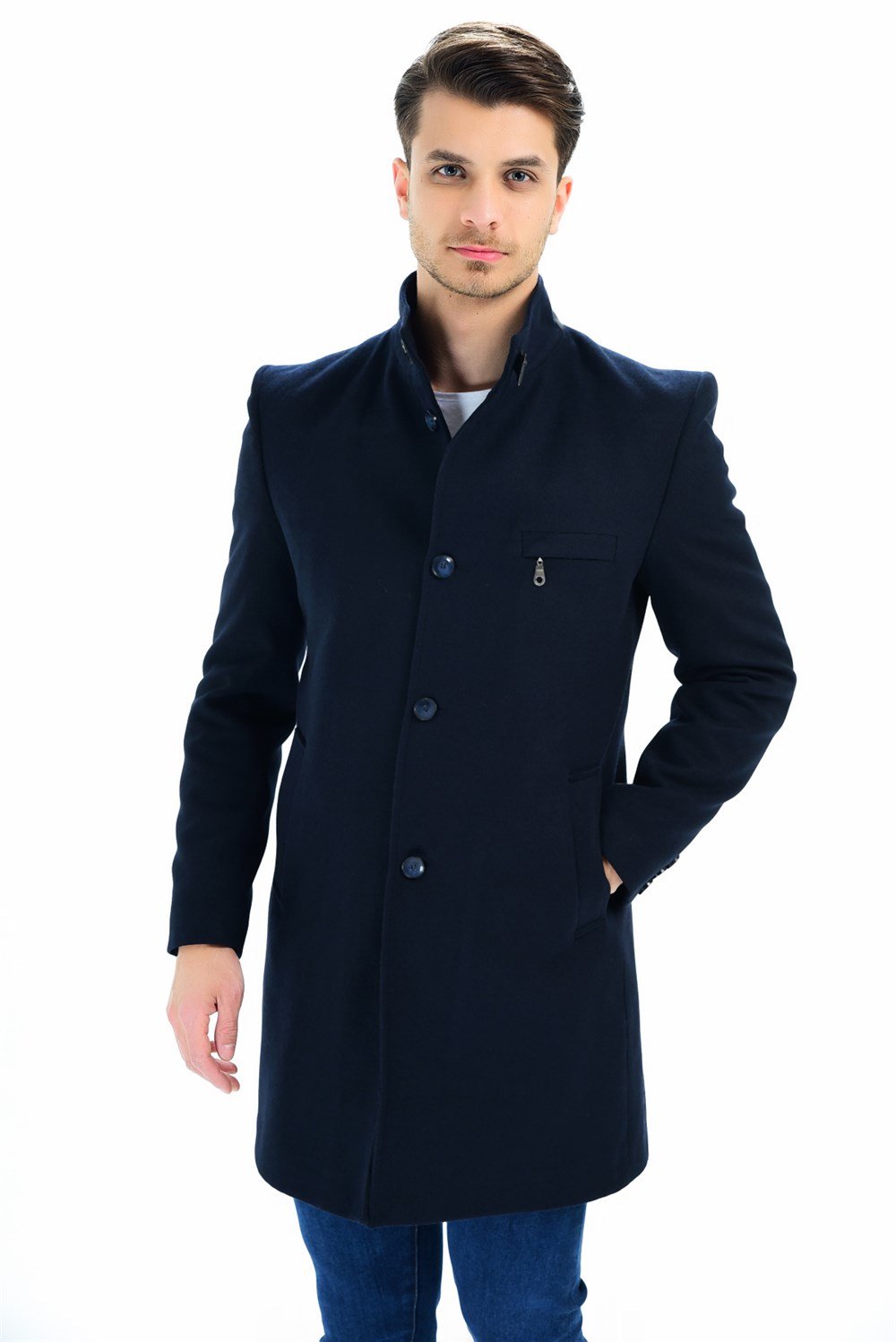 PLT8367 DEWBERRY MEN&#039;S COAT-NAVY BLUE