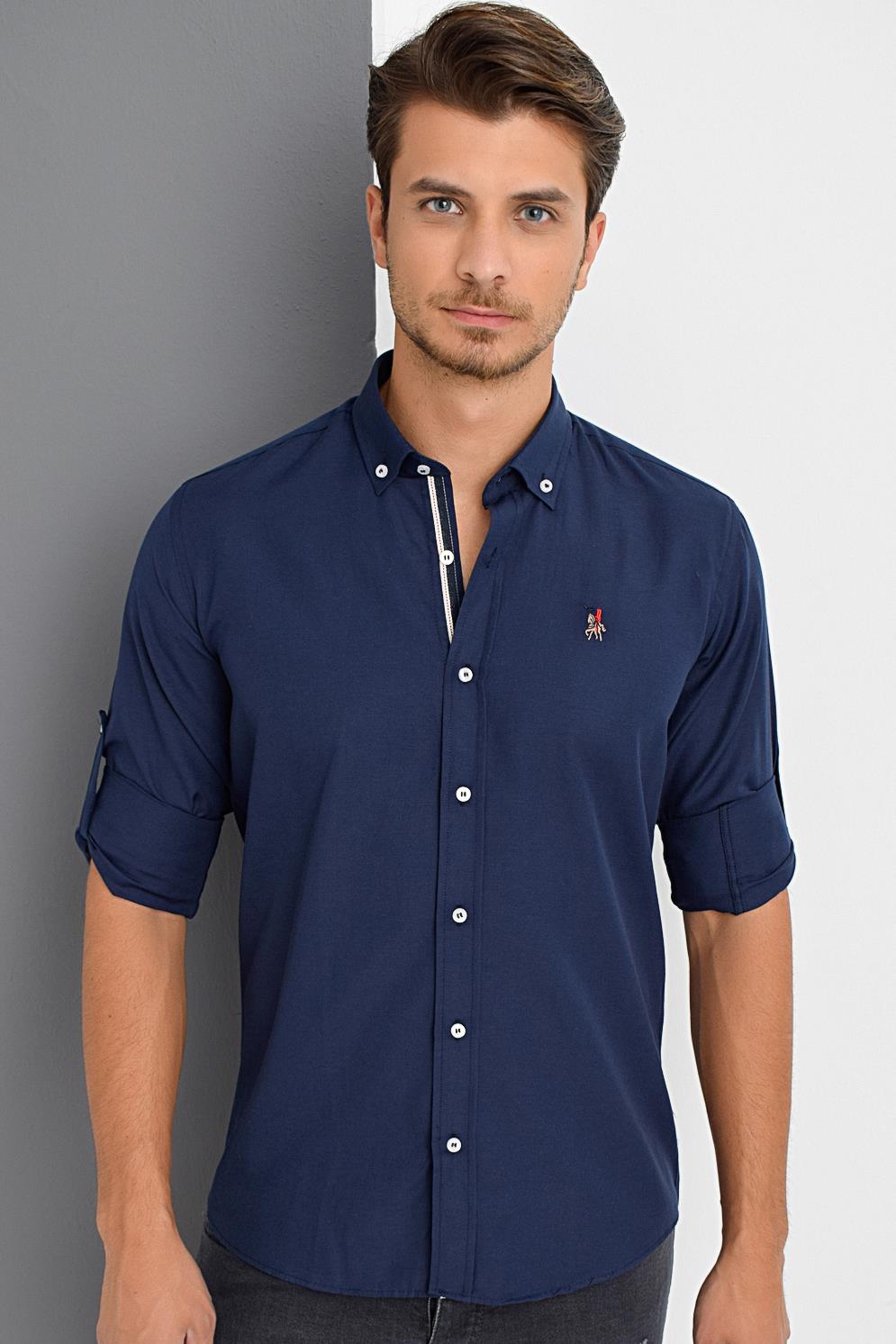 G974 DEWBERRY MEN&#039;S SHIRT-NAVY BLUE