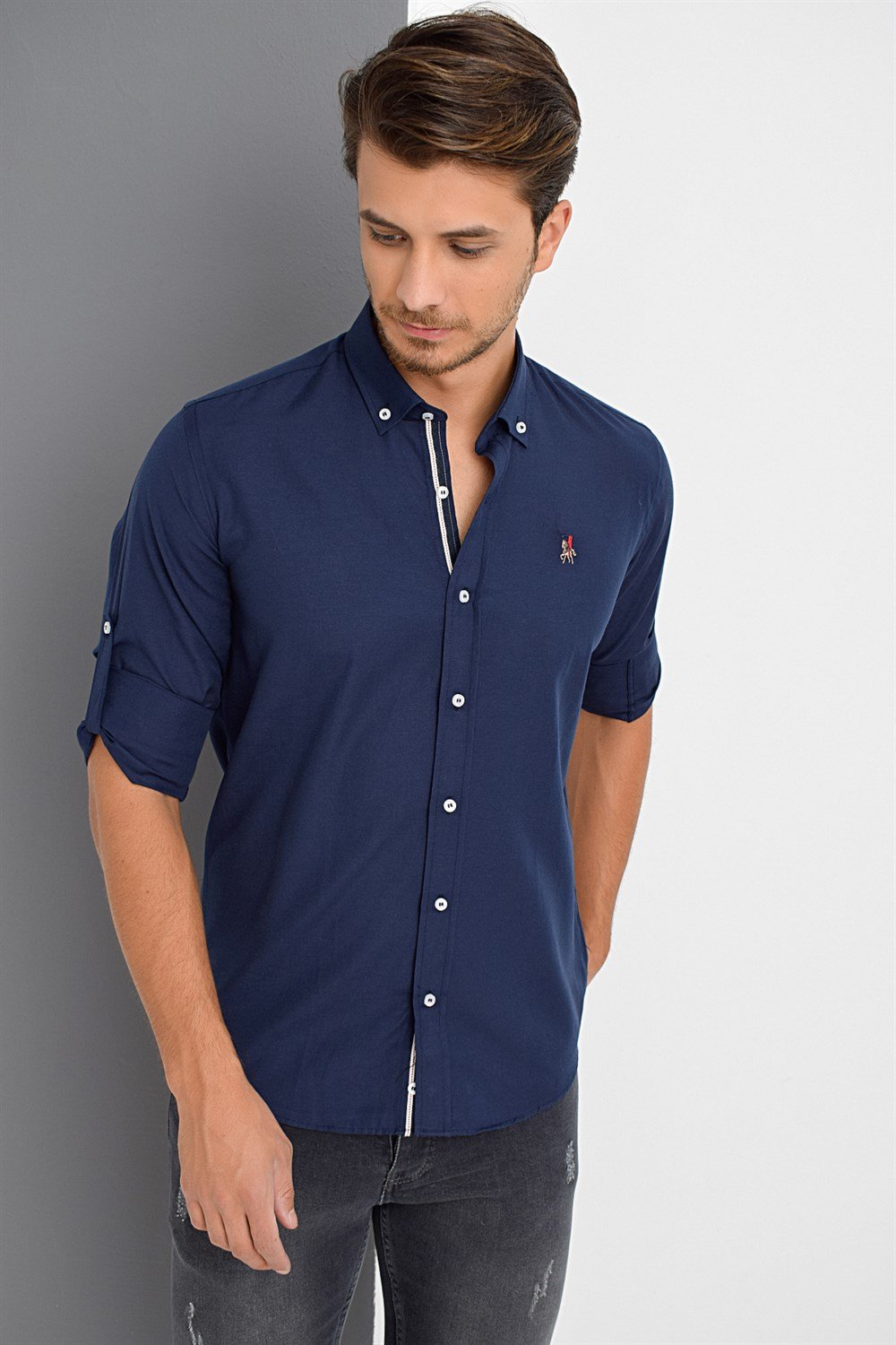 G674 DEWBERRY MEN'S SHIRT-NAVY BLUE
