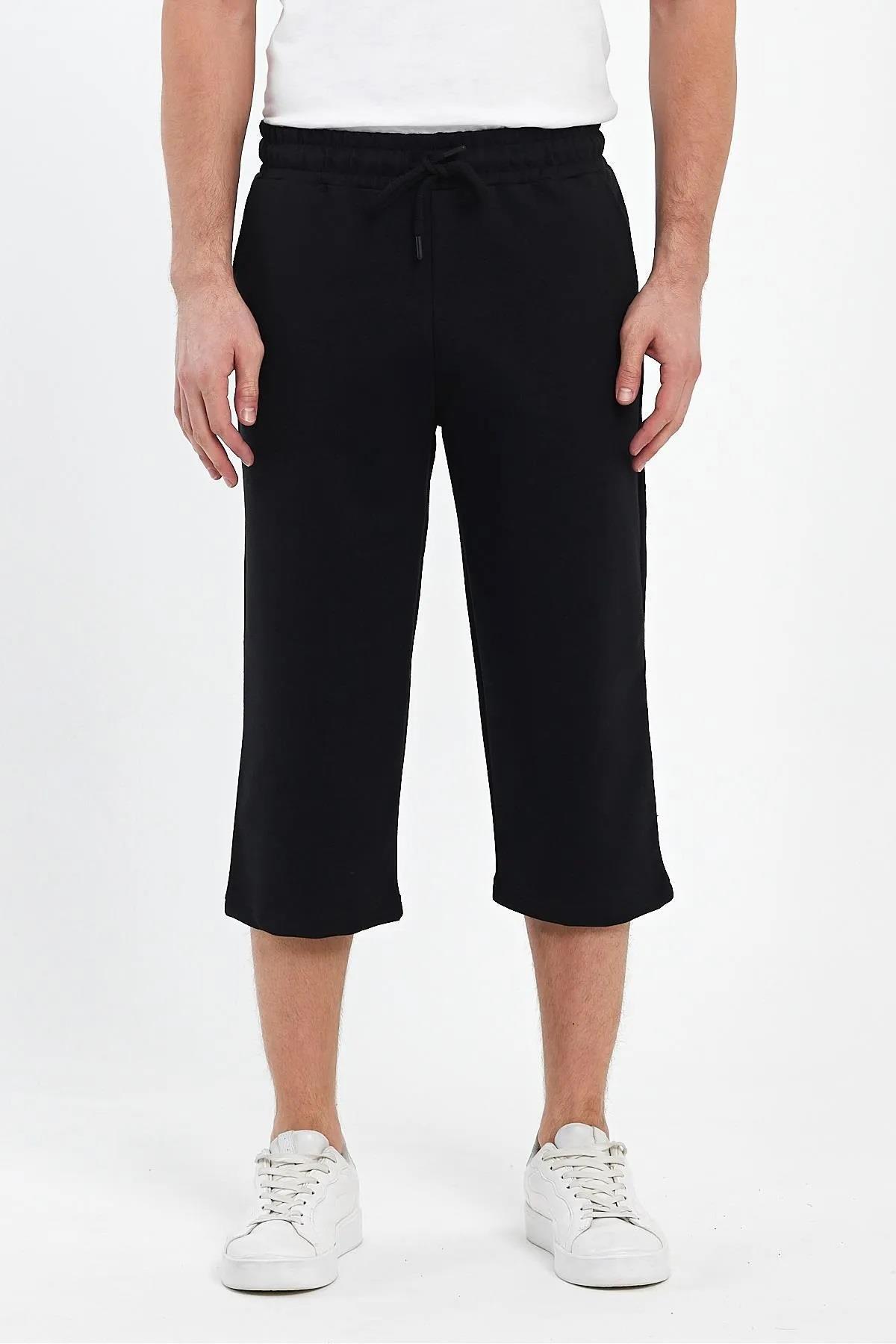 92406 Dewberry Adjustable Elastic Waist Mens Capri-BLACK