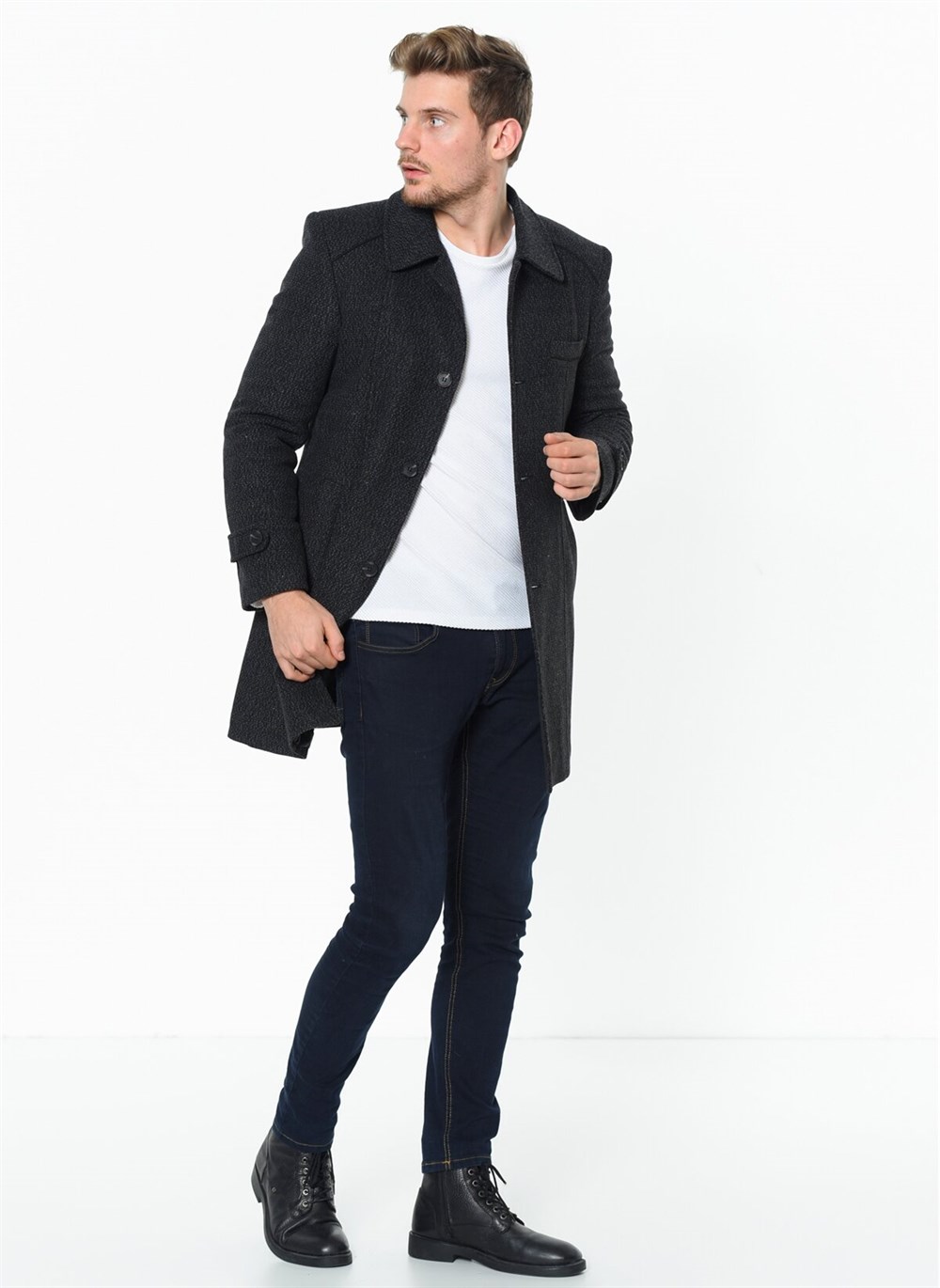 PLT7226 DEWBERRY BATTAL COAT-PATTERNED ANTHRACITE