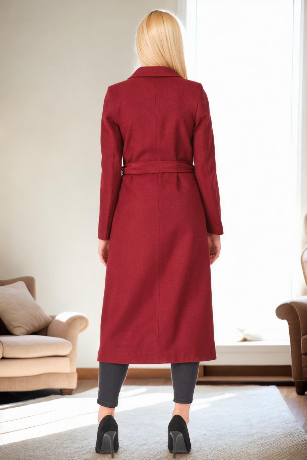 Z6681 DEWBERRY LADIES' COAT-BURGUNDY-1