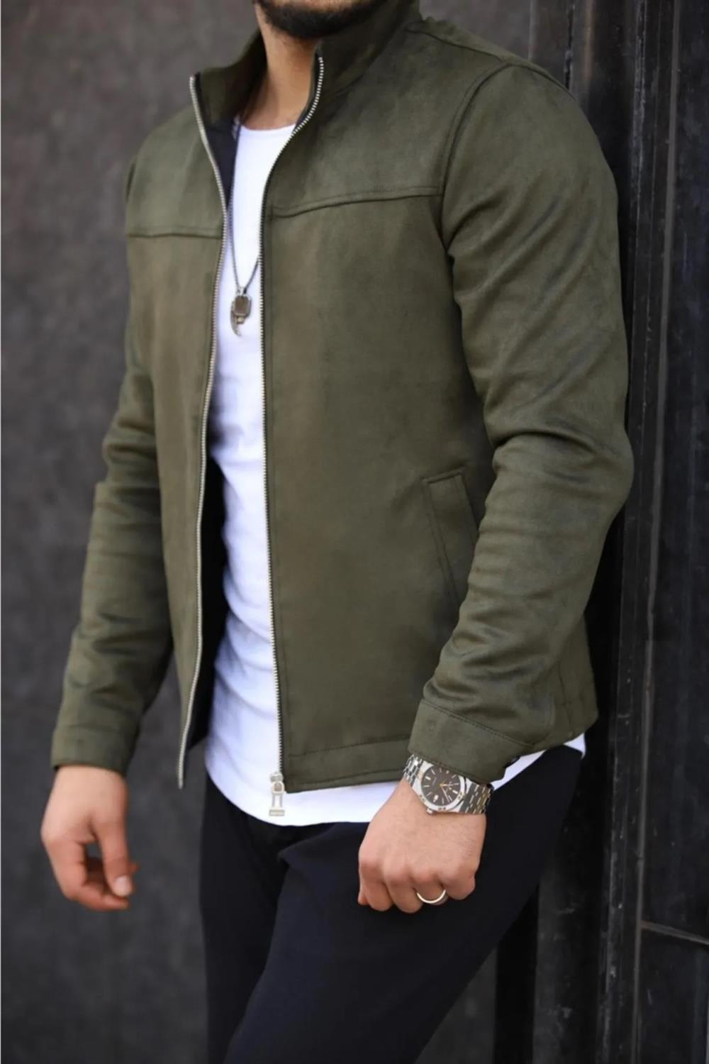 24285 Dewberry Suede Mens Jacket-Khaki