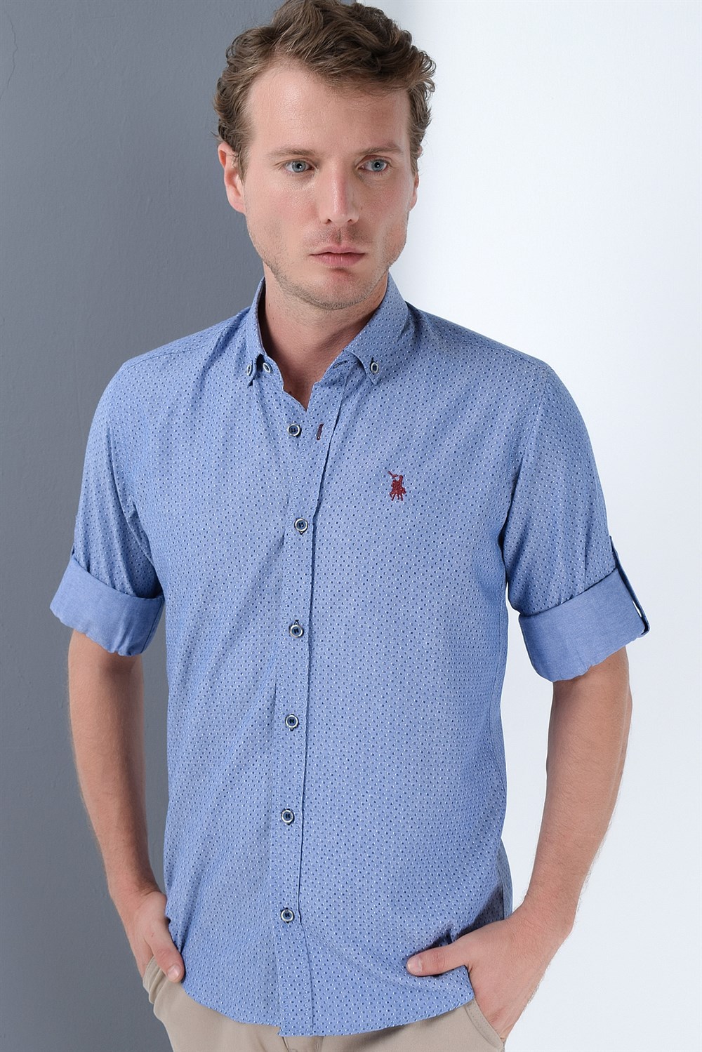 G685 DEWBERRY MEN&#039;S SHIRT-NAVY BLUE