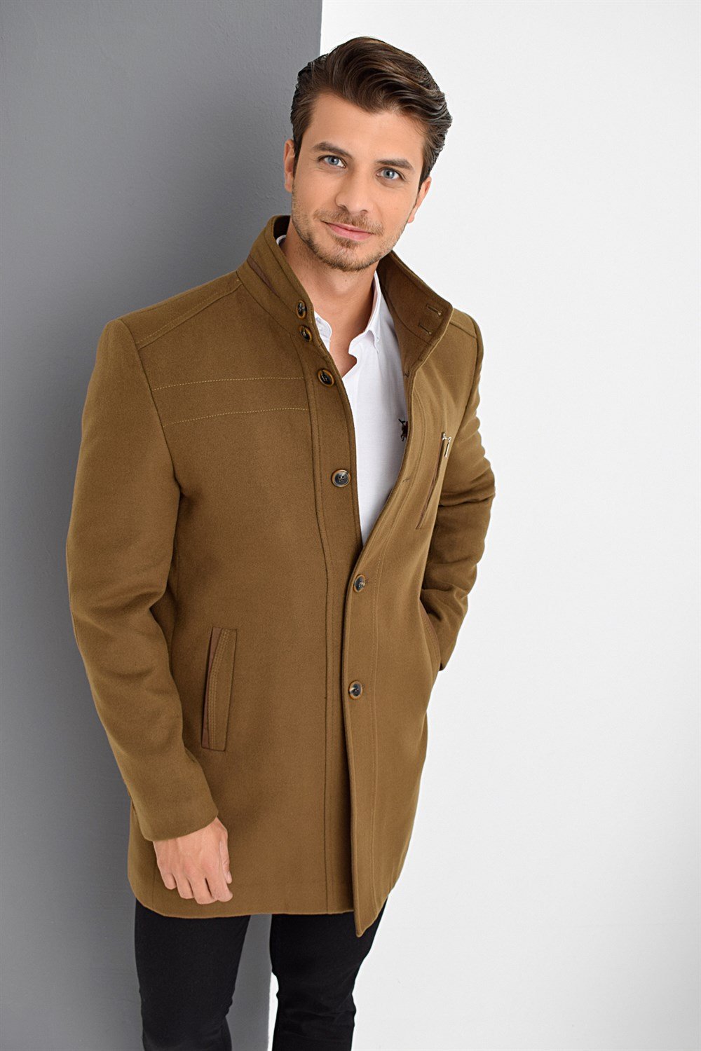 PLT8386 DEWBERRY MEN&#039;S COAT-CAMEL