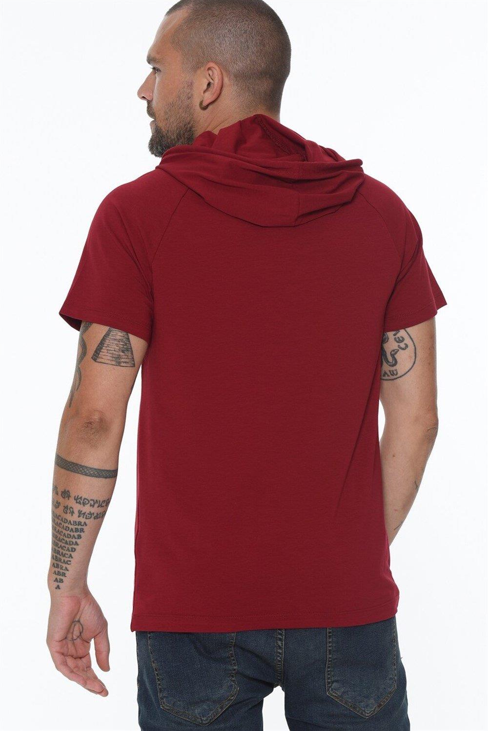 T9570 DEWBERRY HOODED MEN'S T-SHIRT-BURGUNDY