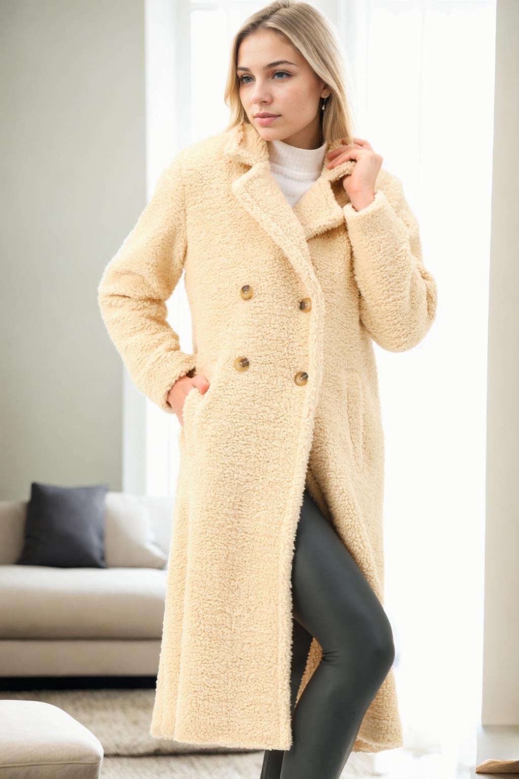Z9775 DEWBERRY WOMEN'S COAT/BEIGE