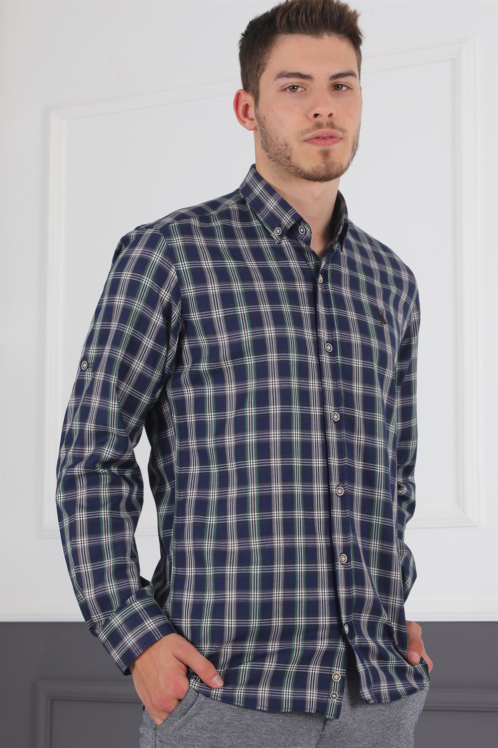 G718 DERBERRY MEN'S SHIRT-NAVY BLUE