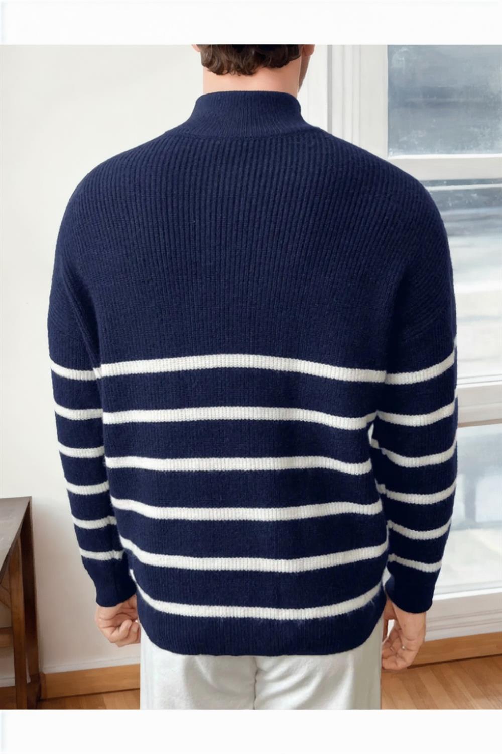 71766 Dewberry Zippered Knit Mens Sweater-NAVY