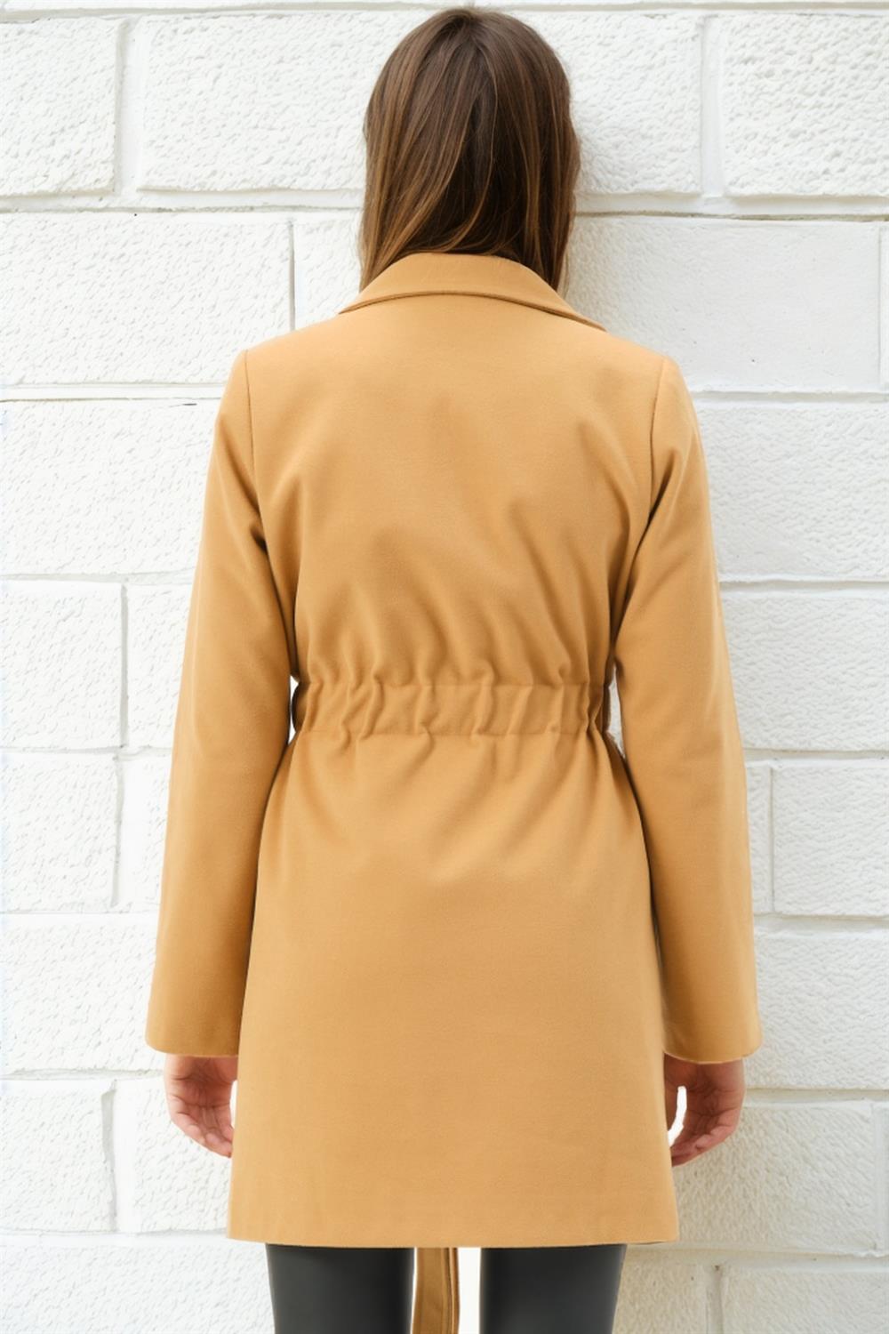 Z6778 DEWBERRY WOMEN'S COAT-DARK CAMEL