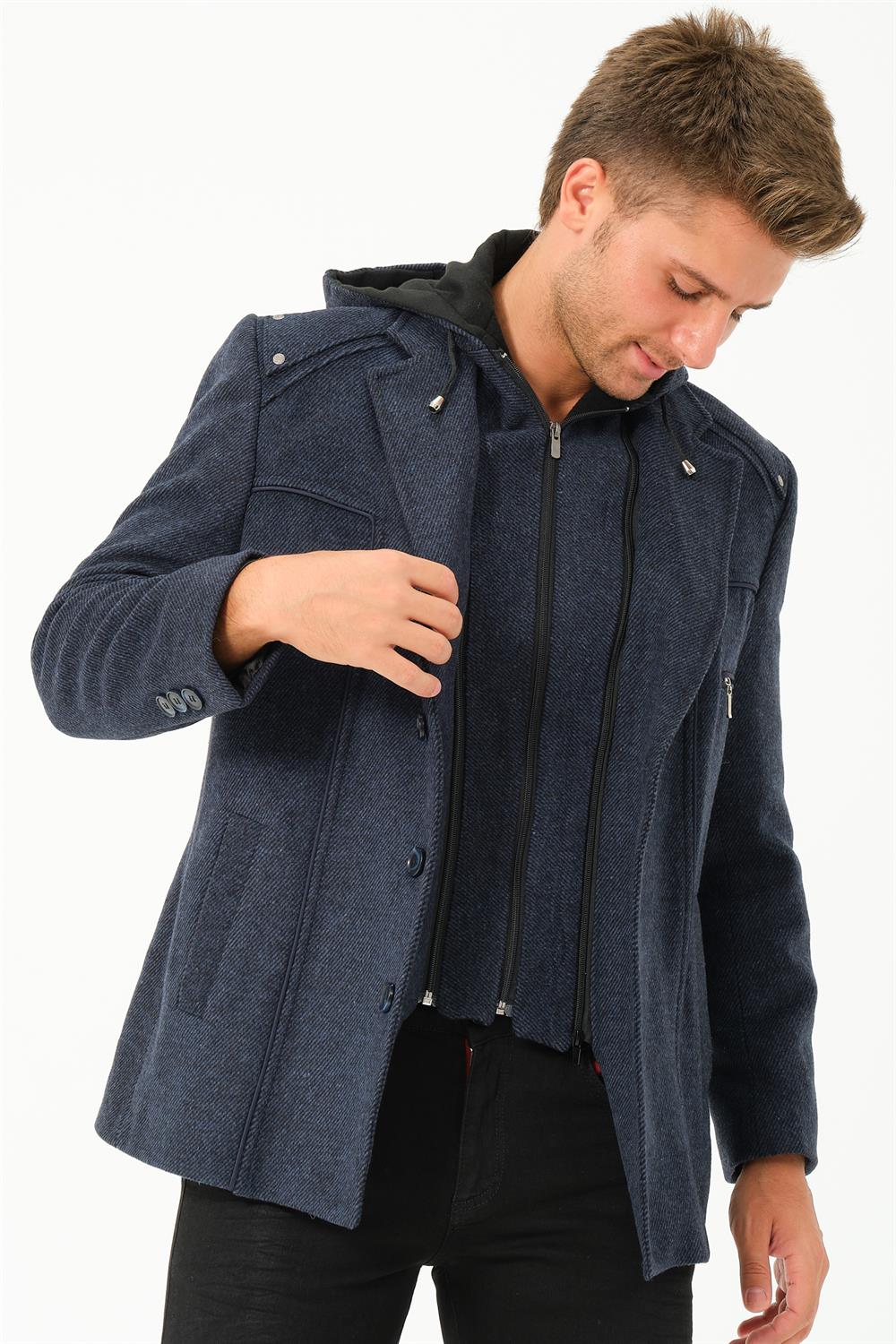 K7532 DEWBERRY MEN&#039;S COAT-DIAGONAL NAVY BLUE