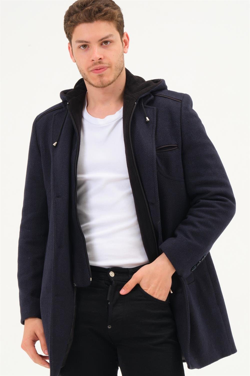 PLT8371 DEWBRRY MENS COAT-DIAGONAL NAVY BLUE