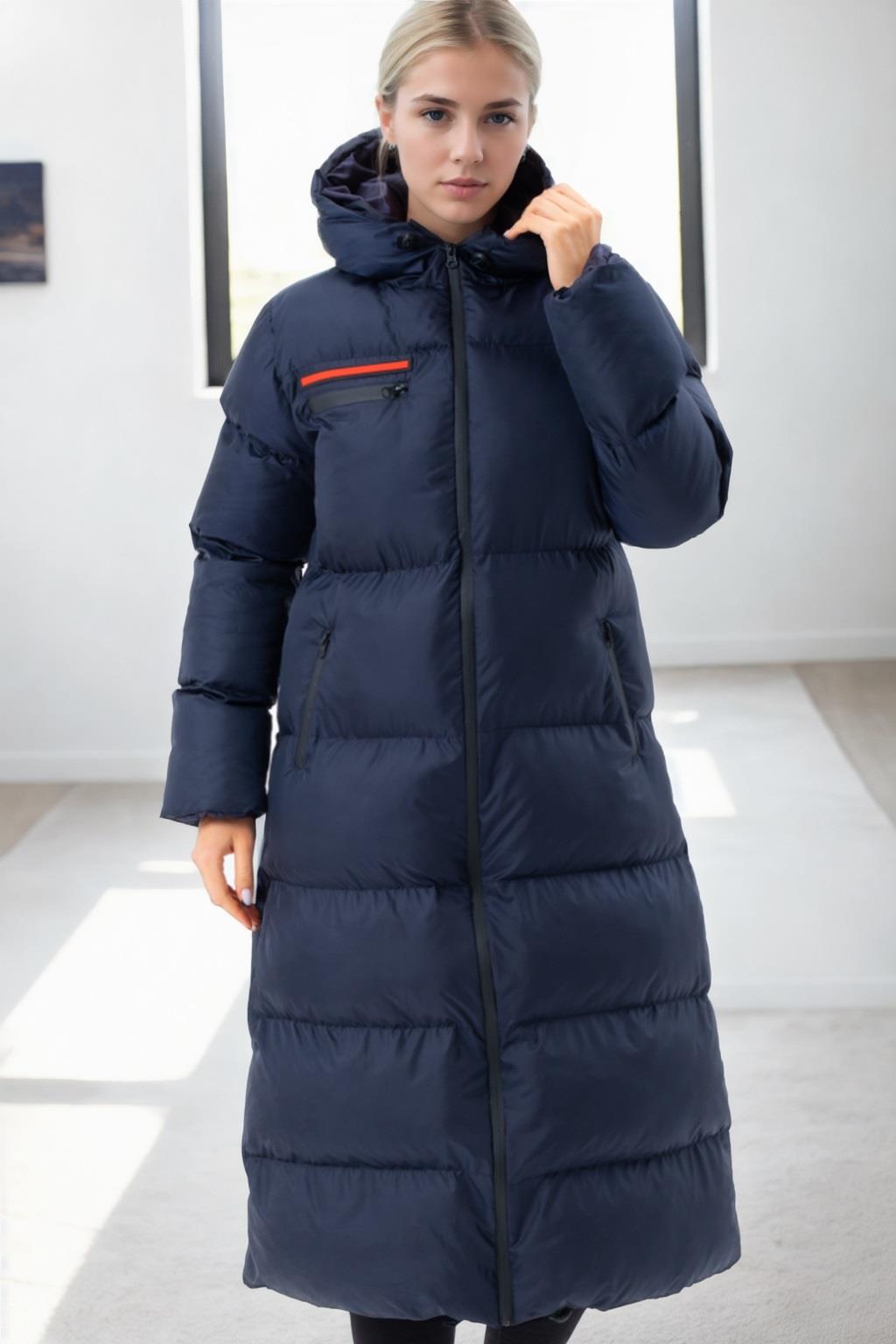 Z6756 DEWBERRY LADIES' INFLATABLE COAT-NAVY-1