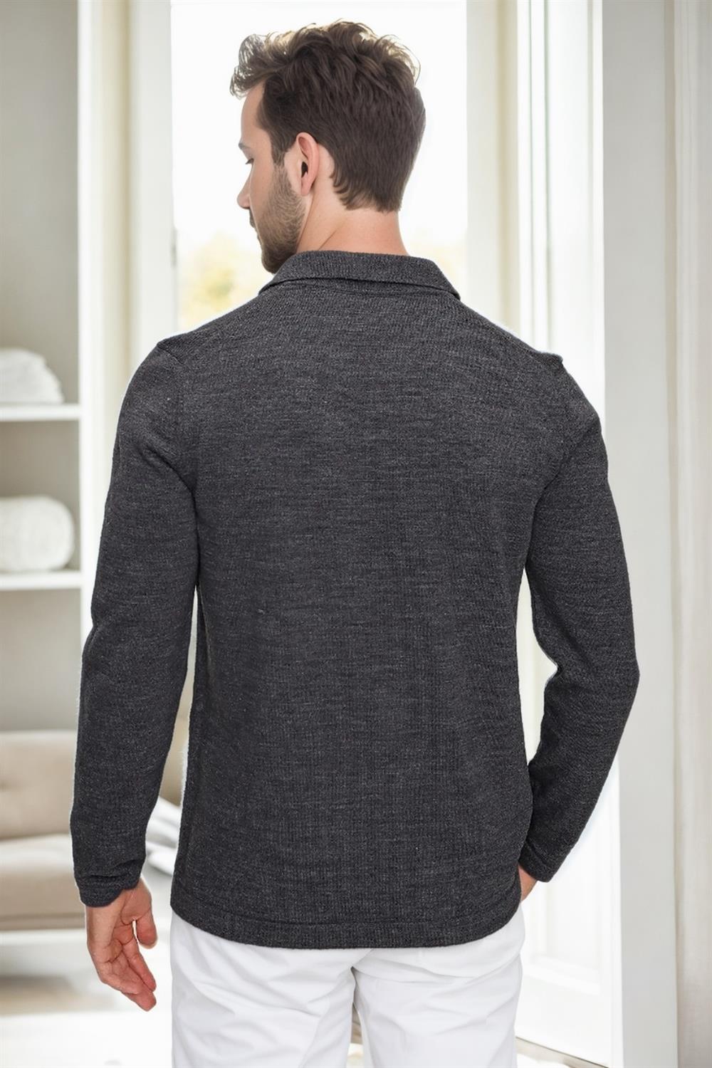 86813 Dewberry Polo Neck Long Sleeve Knitwear-ANTHRACITE