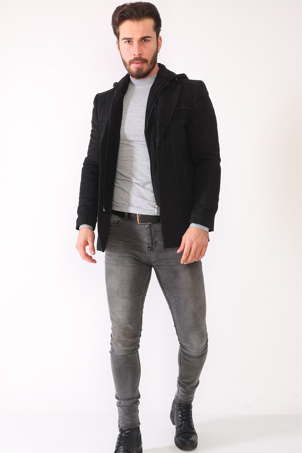 K7535 DEWBERRY MEN&#039;S COAT-BLACK