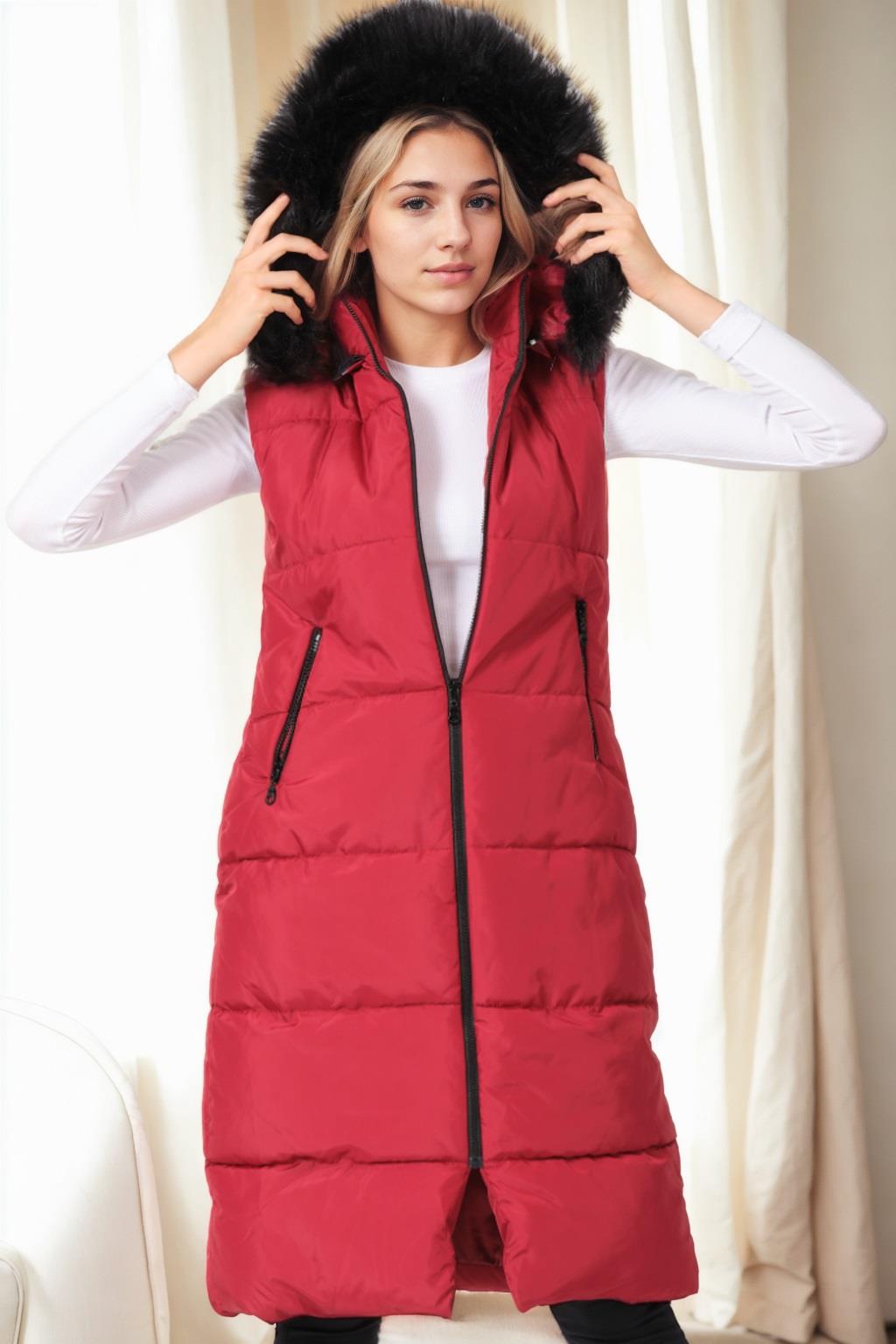 Z9741 DEWBERRY WOMEN'S VEST-BURGUNDY