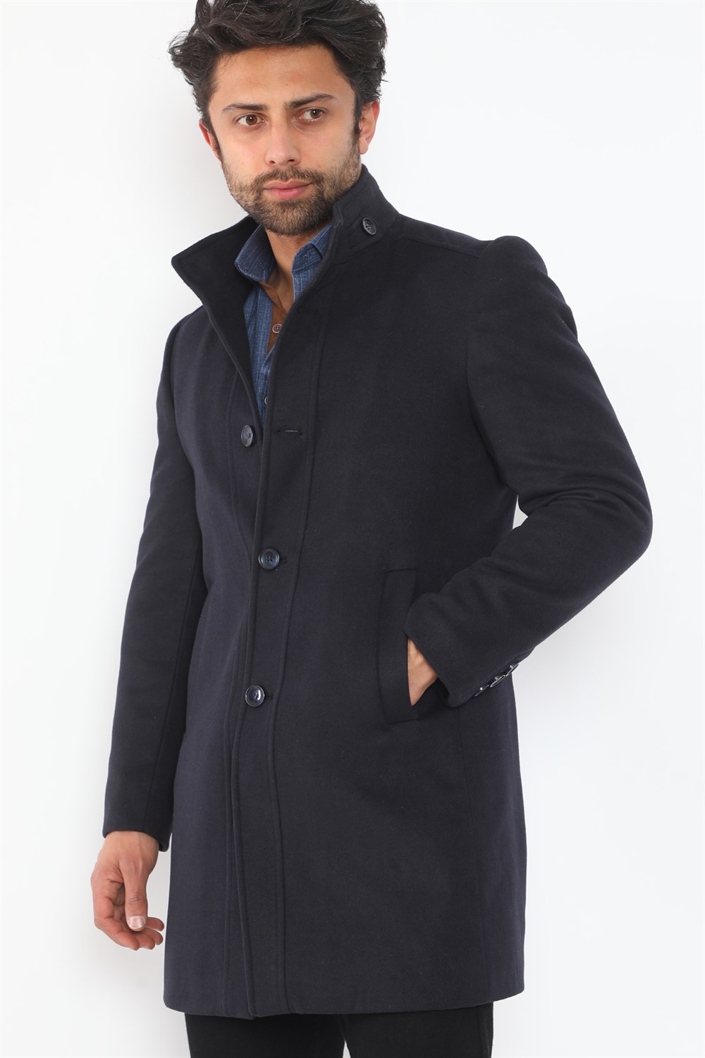 PLT8370 DEWBERRY MEN&#039;S COAT-NAVY BLUE