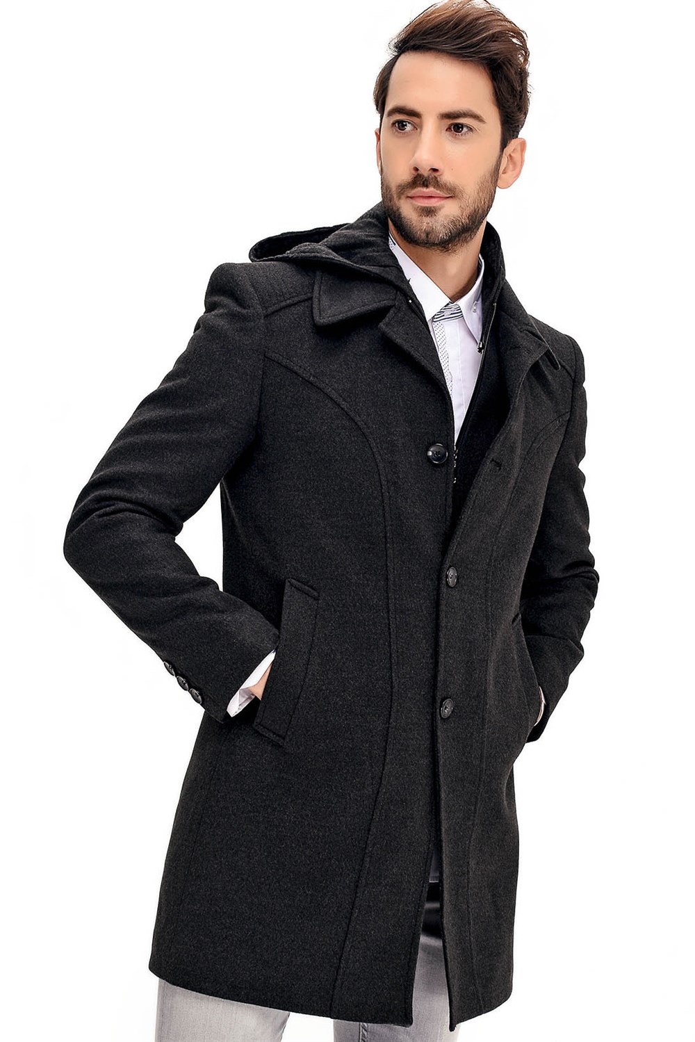 PLT8366 DEWBERRY MEN&#039;S COAT-ANTHRACITE