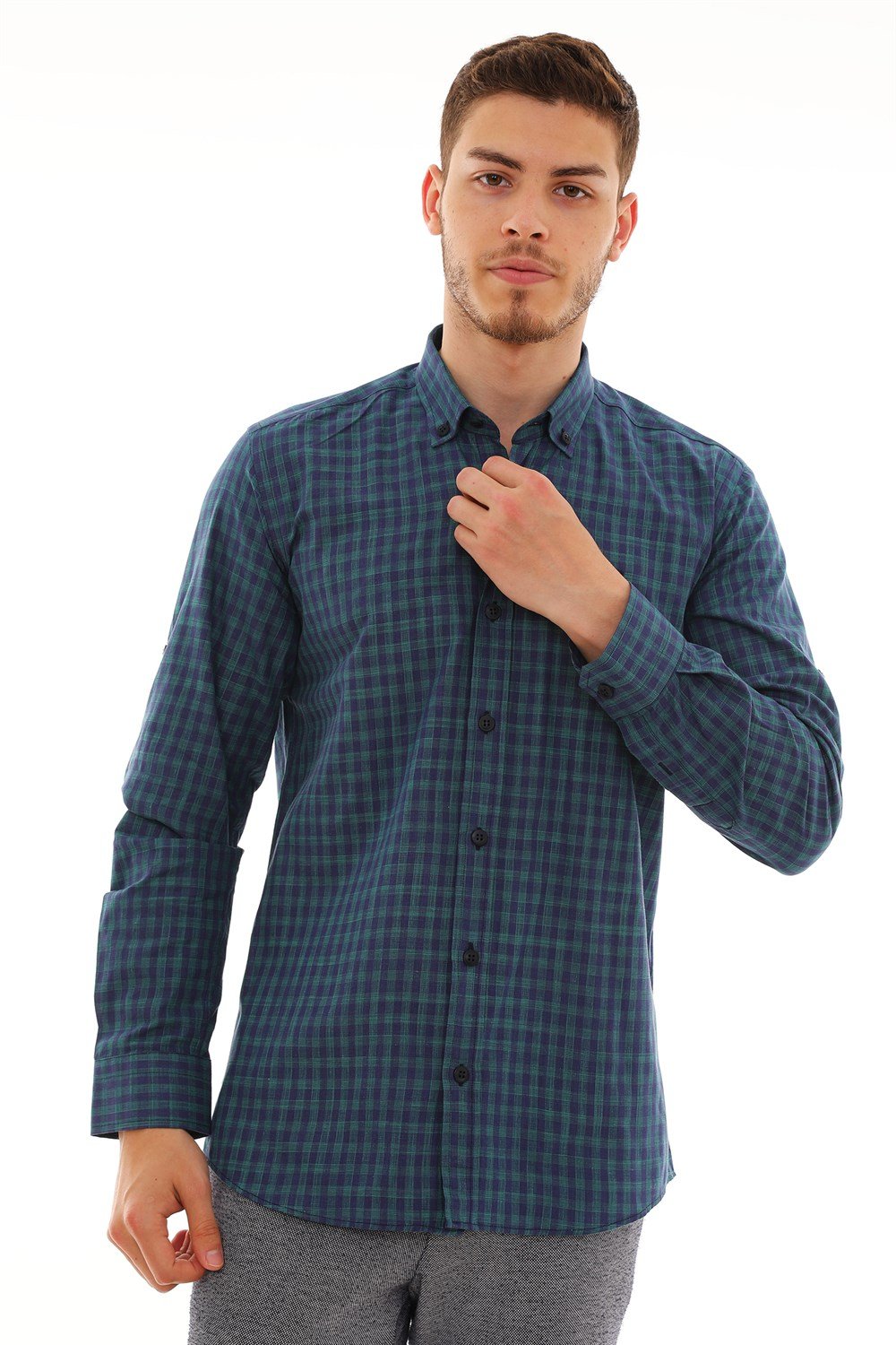 G724 DEWBERRY MEN&#039;S SHIRT-NAVY-KHAKI