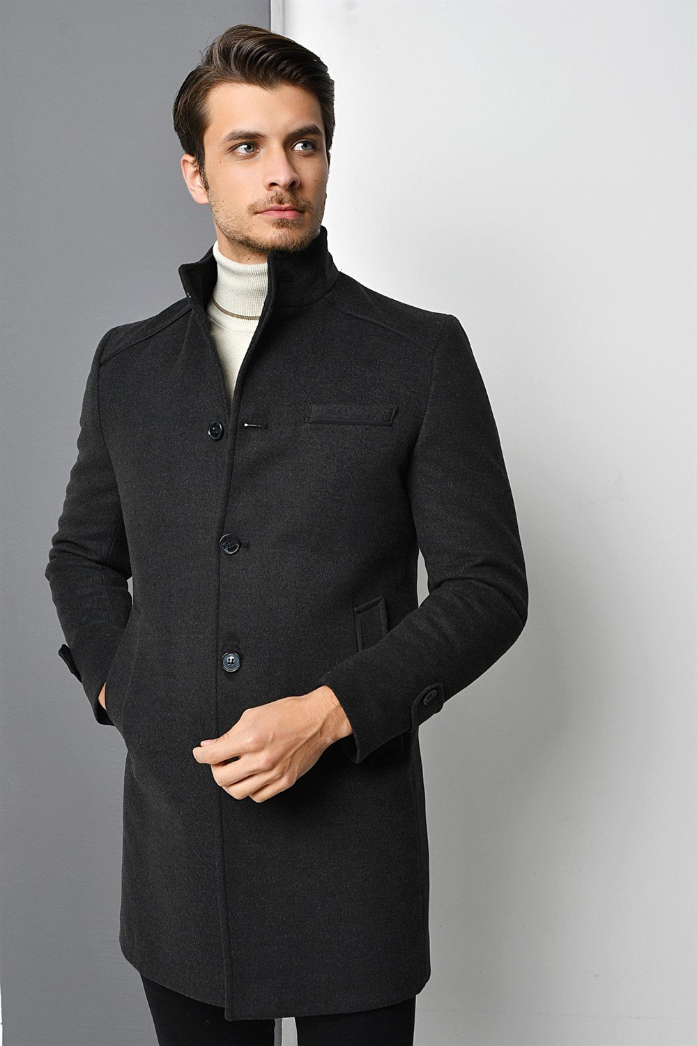 PLT8391 DEWBERRY MEN&#039;S COAT-ANTHRACITE