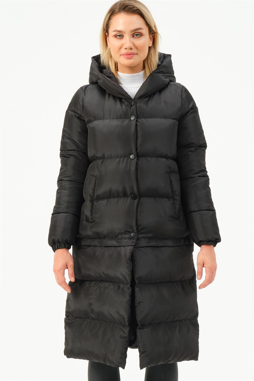 Z6772 DEWBERRY SHORTENABLE LADIES COAT-BLACK