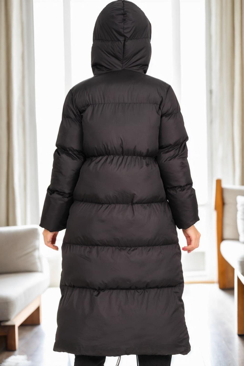 Z6756 DEWBERRY LADIES INFLATABLE COAT-BLACK-1