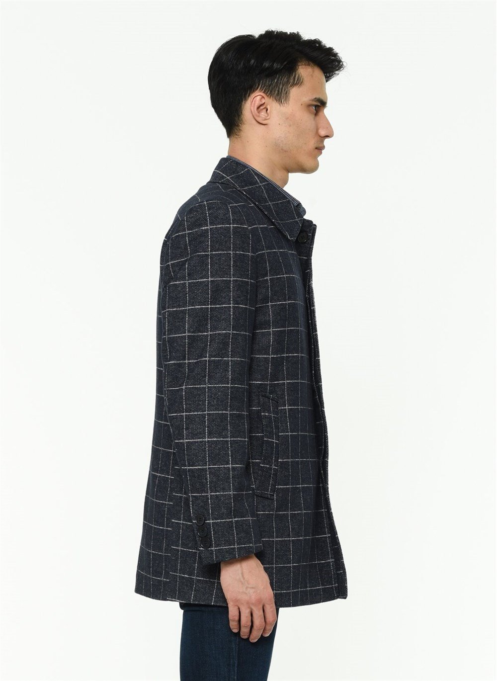 PLT8206 DEWBERRY MEN&#039;S COAT-PATTERNED NAVY BLUE