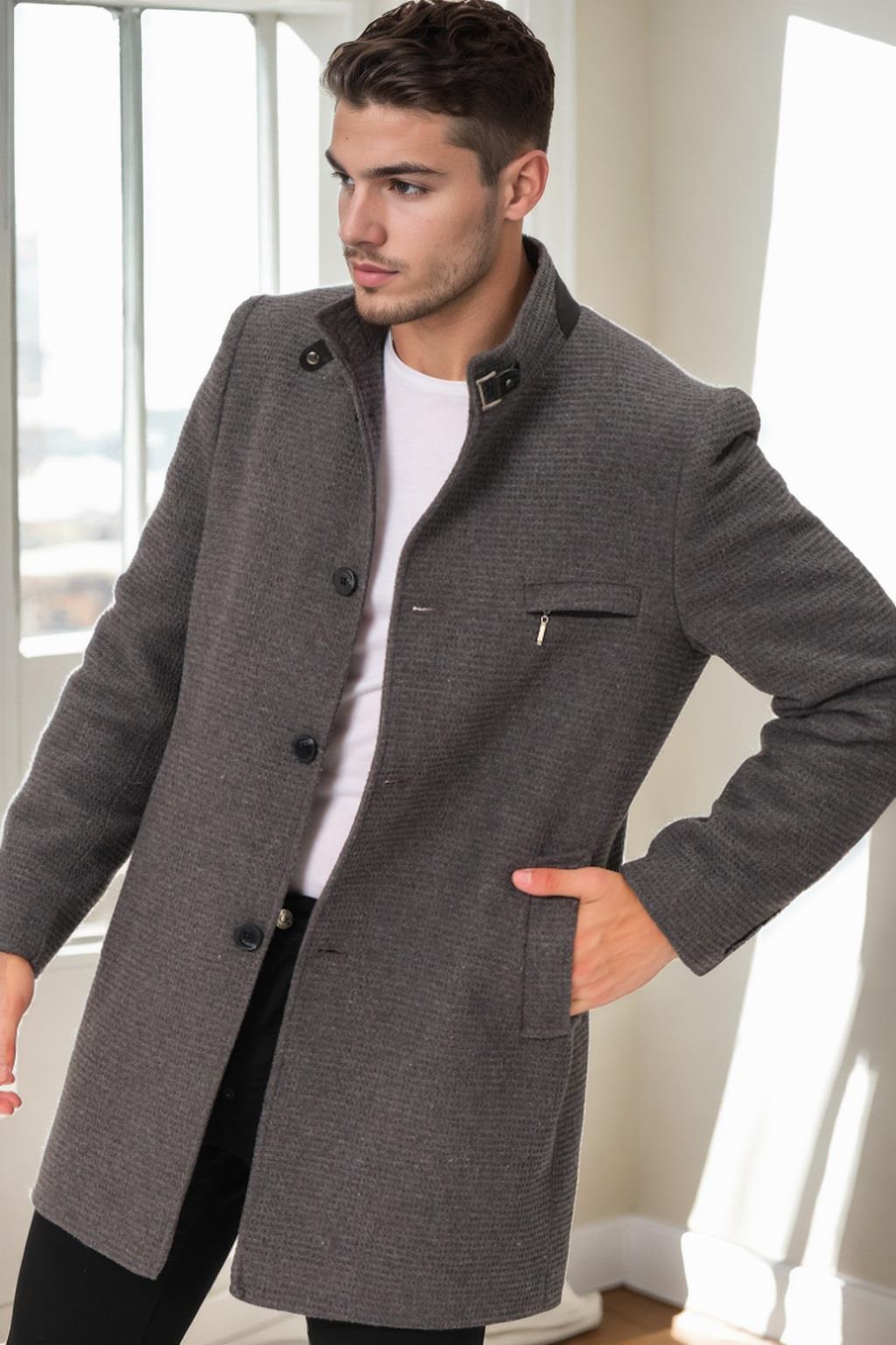 PLT9367 DEWBERRY MEN'S COAT-STRAIGHT GREY