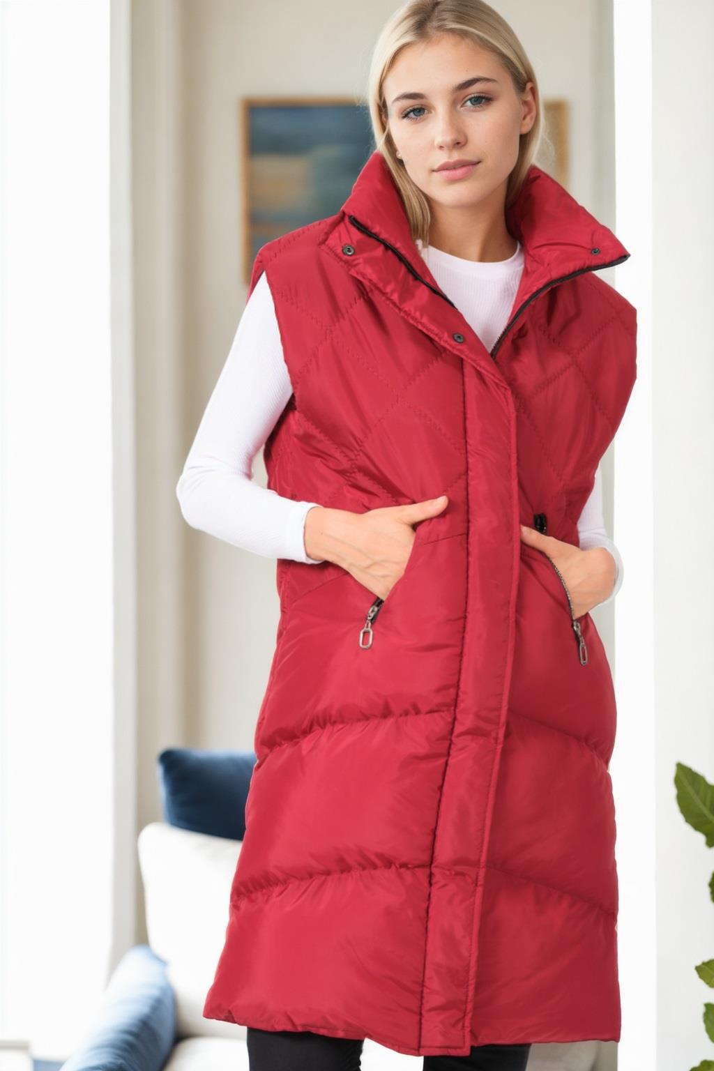 Z6743 DEWBERRY WOMEN'S VEST-BURGUNDY-1