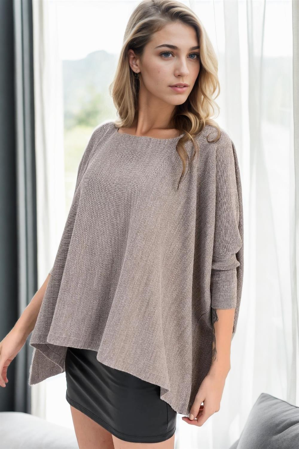 81734 Dewberry Knitwear Womens Poncho-VISION