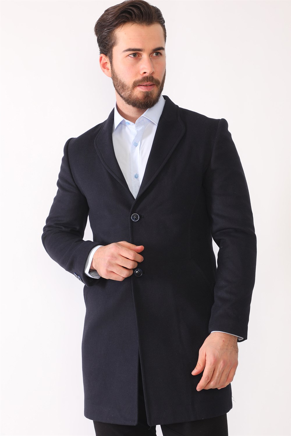 PLT8398 DEWBERRY MEN&#039;S COAT-NAVY BLUE