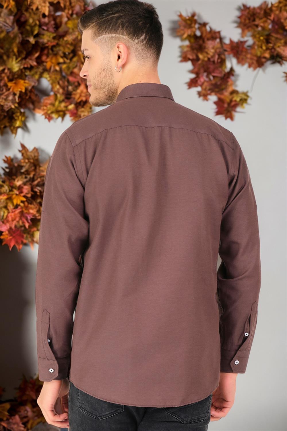 G674 DEWBERRY MEN'S SHIRT-PLAIN BROWN