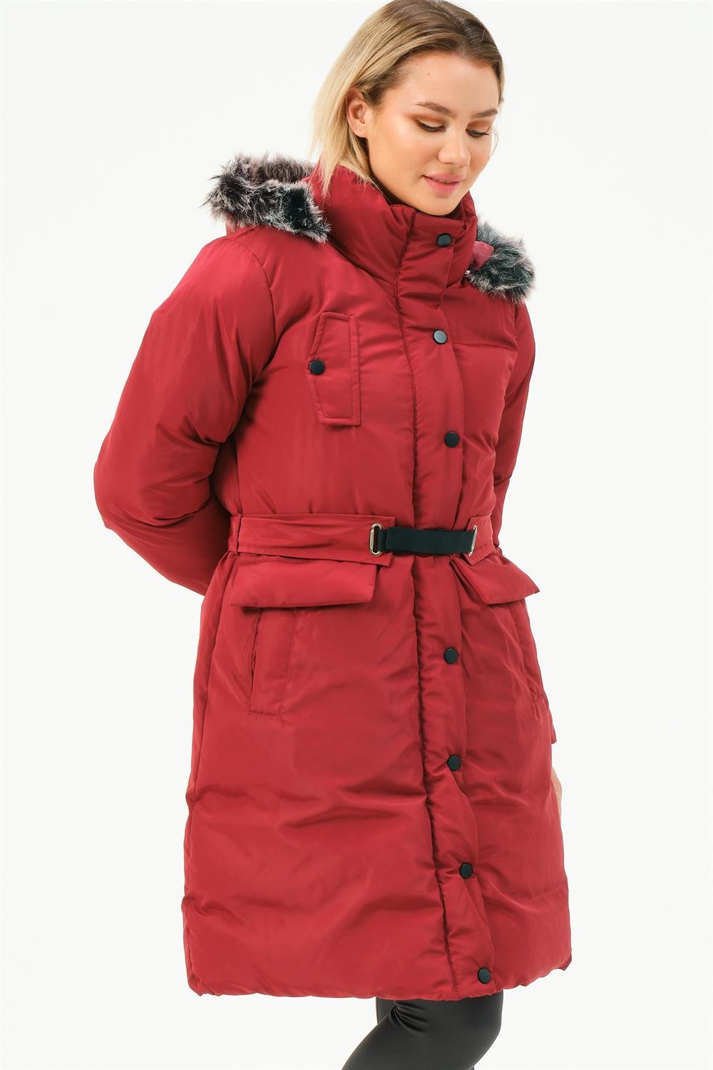 Z6774 DEWBERRY WOMEN'S COAT-BURGUNDY